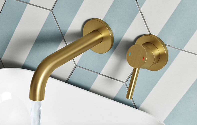 Brushed brass tap